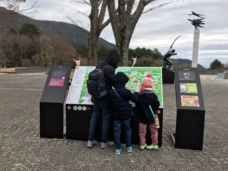 Checking the map and directory at the Open-Air Museum