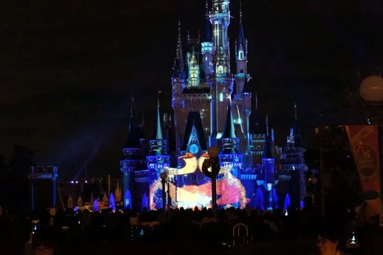 The Disneyland castle night show, close up