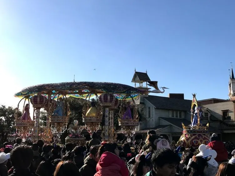 Disneyland parade float with three princes