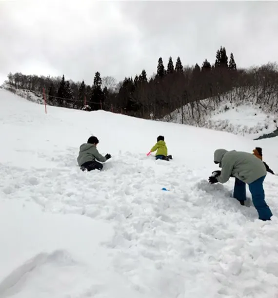 Playing on a snow hill at Gala Yuzawa