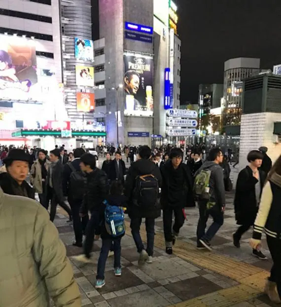 The crowded Ikebukuro shopping area at night