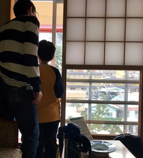 Looking out of the New Otani room's window