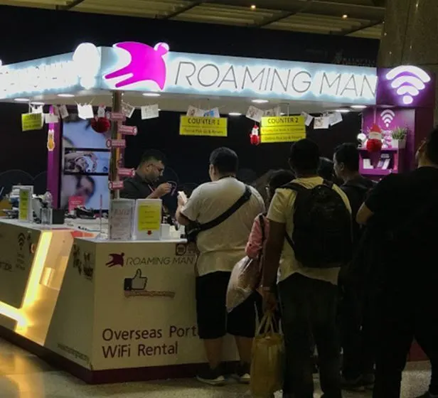 The Roaming Man WiFi rental counter at KLIA