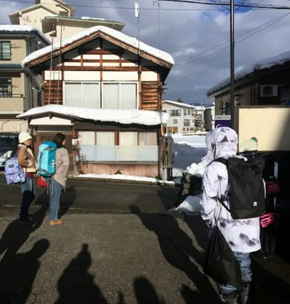 Waiting for the shuttle bus to Gala Yuzawa
